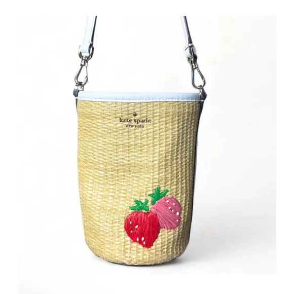 Kate Spade Strawberry Picnic Cylinder Crossbody Bucket Bag - Picture 2 of 6